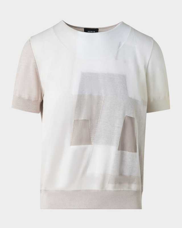 Trapeze Rayonnant Intarsia Layered Short-Sleeve Sweater